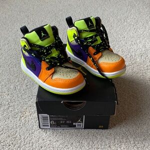 Jordan Kids Sneakers in Orange, Purple, and Green